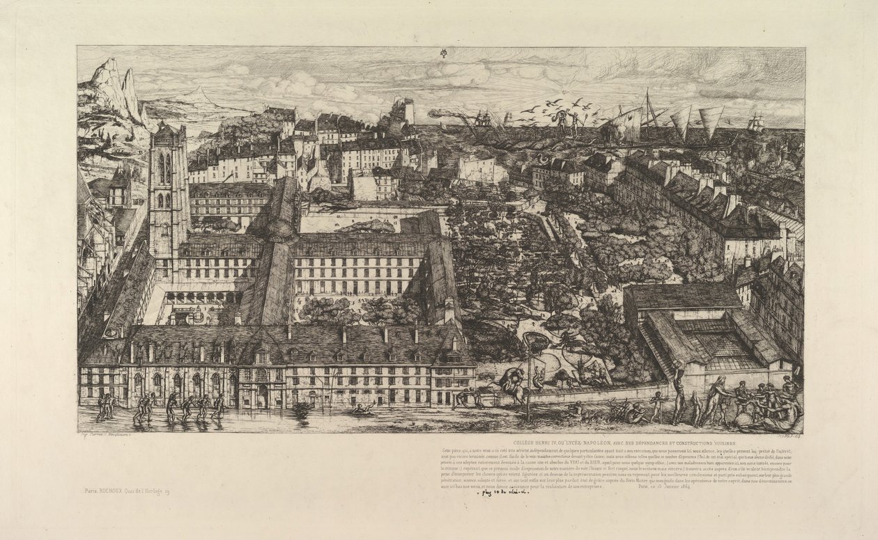 Kolej Henri IV veya Lycée Napoléon, 1863-64. by Charles Meryon