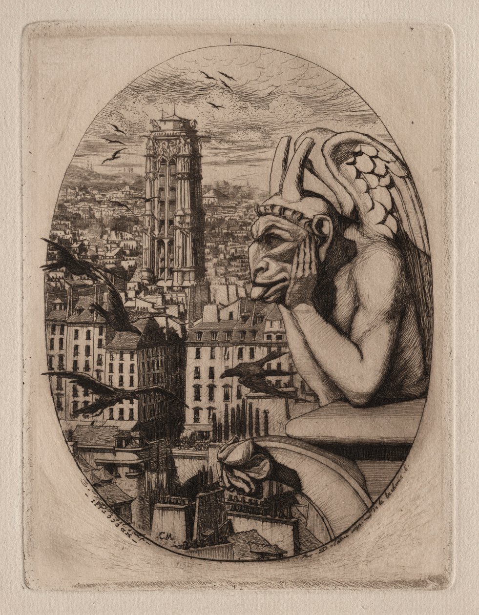 Paris Gravürleri: Gargoyle, 1853. by Charles Meryon