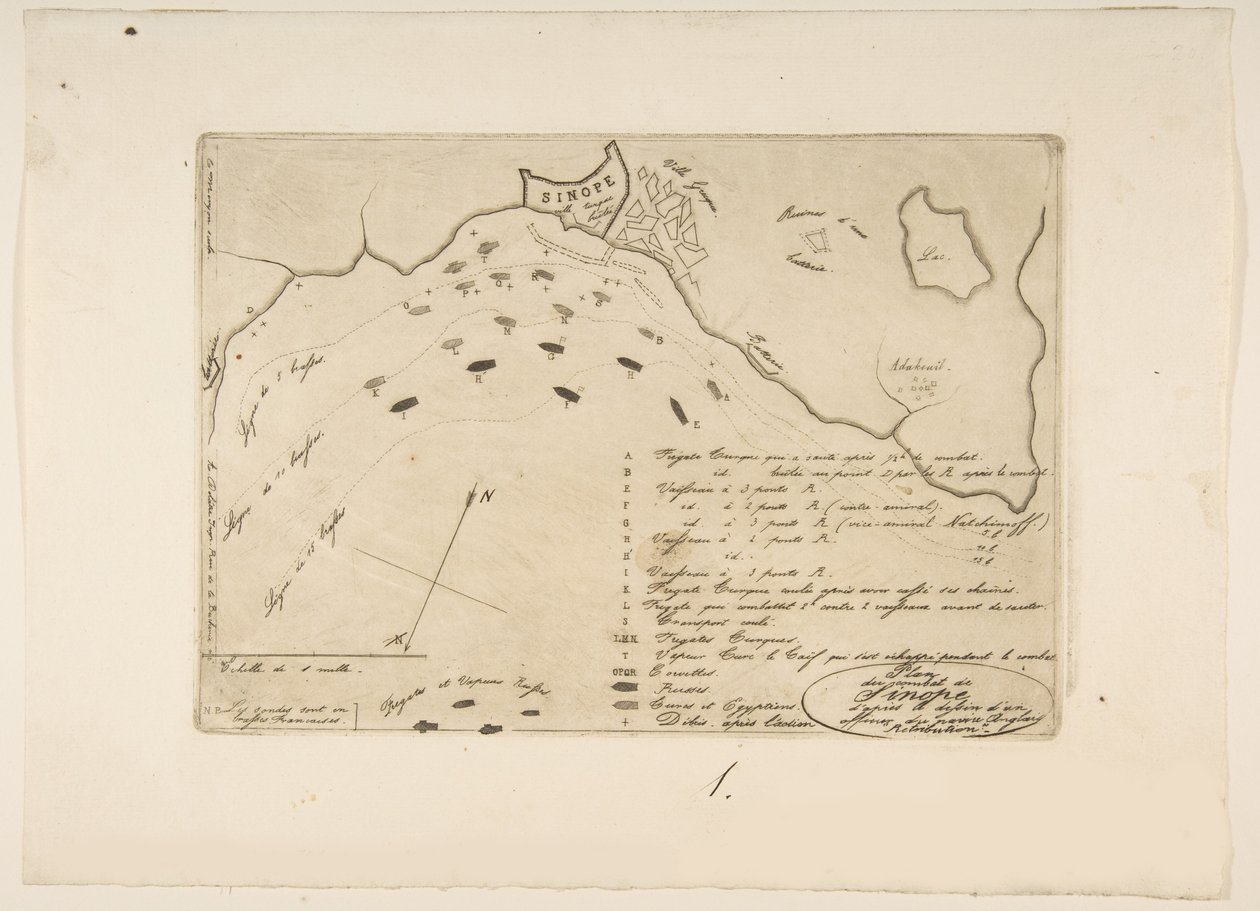 Sinop Savaşı Planı, 1853. by Charles Meryon