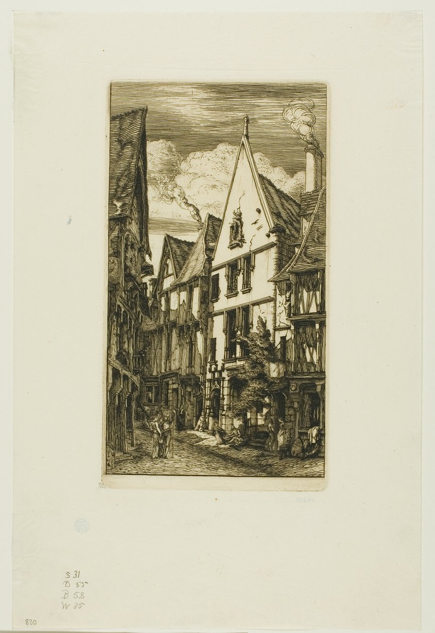 Rue des Toiles, Bourges by Charles Meryon