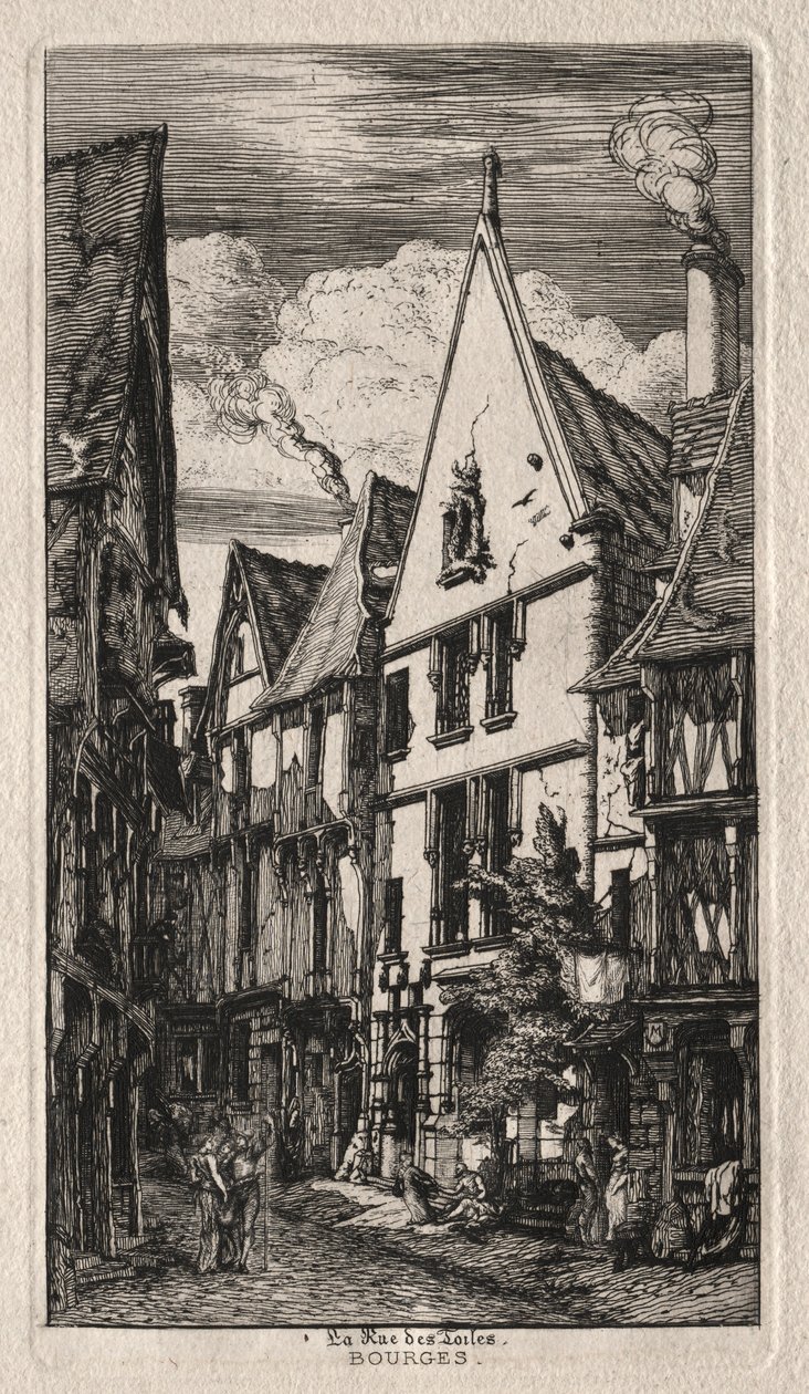 Rue des Toiles, Bourges, 1853. by Charles Meryon