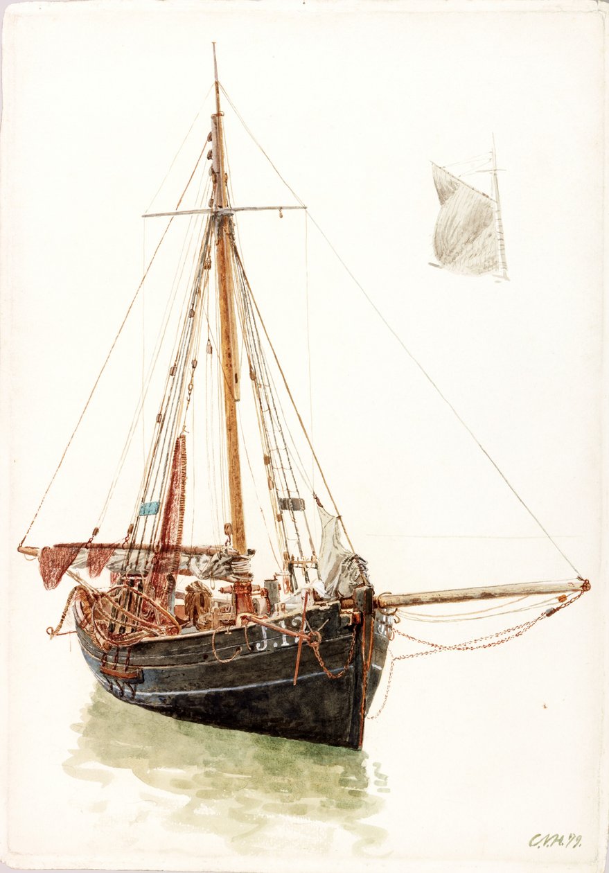 Balıkçı Teknesi Çalışması (gövde rengi) by Charles Napier Hemy
