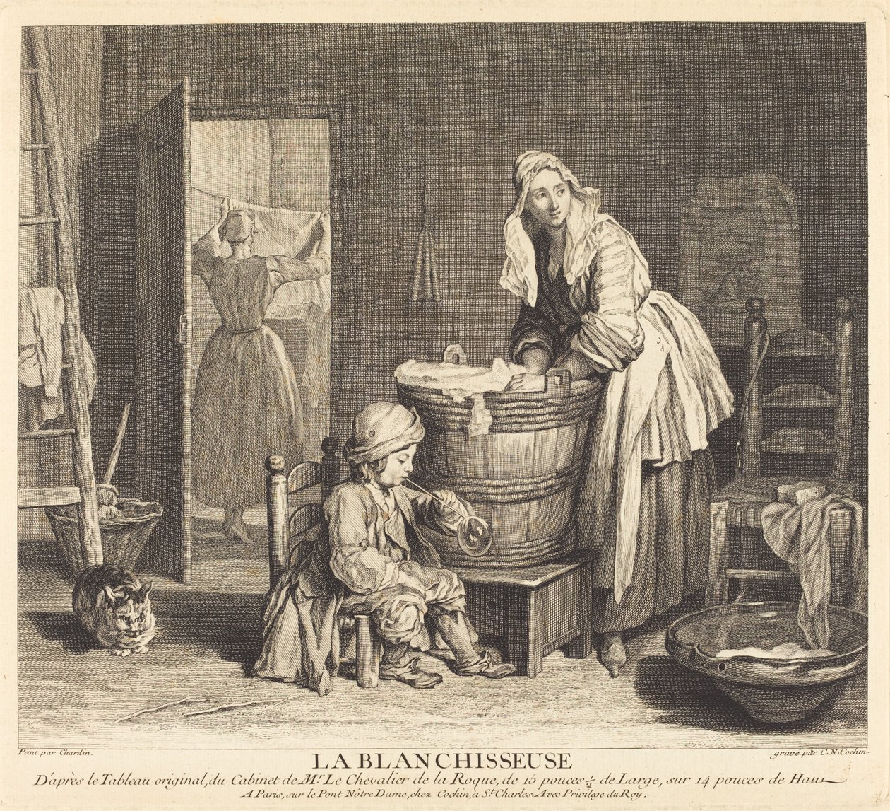 çamaşırcı by Charles Nicolas Cochin I after Jean Siméon Chardin
