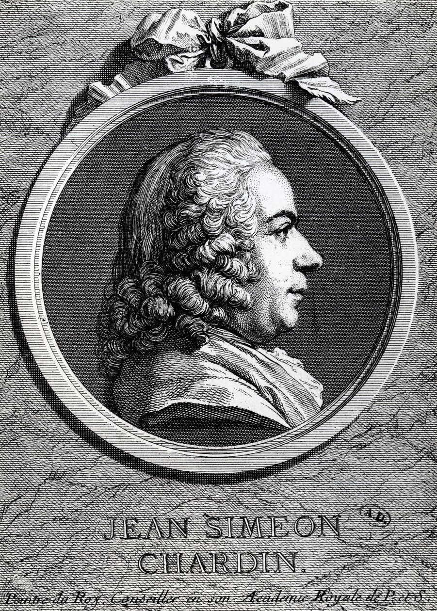 Jean Simeon Chardin (bakır gravür) by Charles Nicolas II Cochin