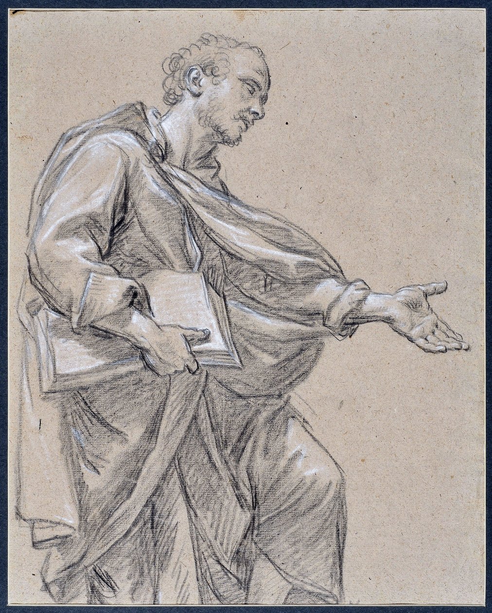 Bir kitap tutan drape figürü (çizim) by Charles Parrocel