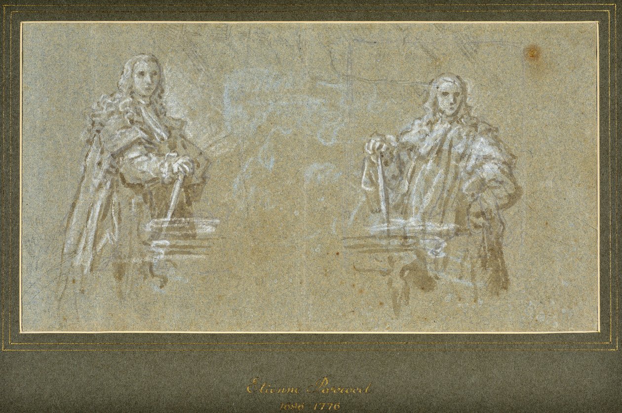 asil erkeklerin iki çalışması (çizim) by Charles Parrocel