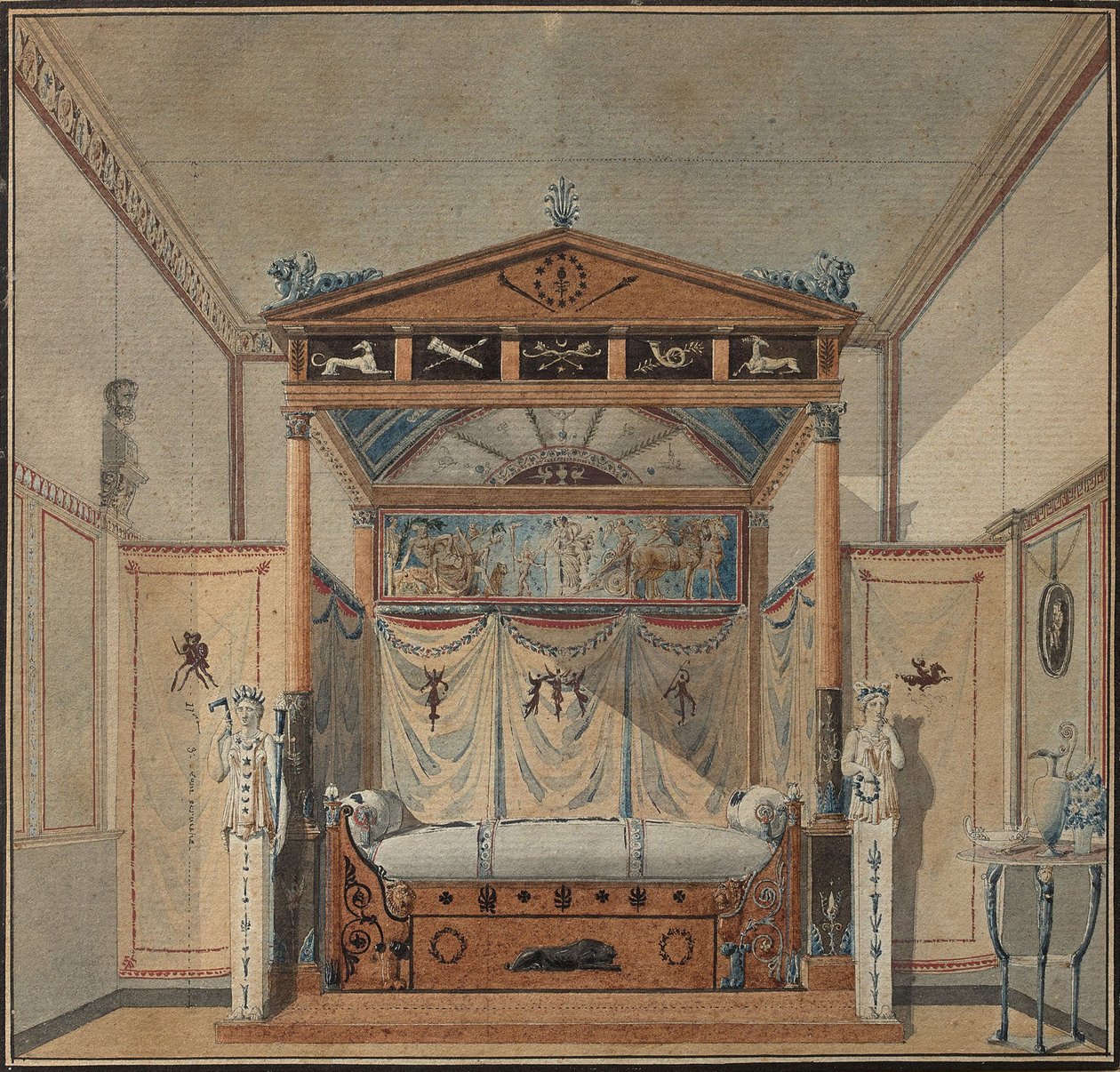 Yatak Tasarımı, c. 1800. by Charles Percier