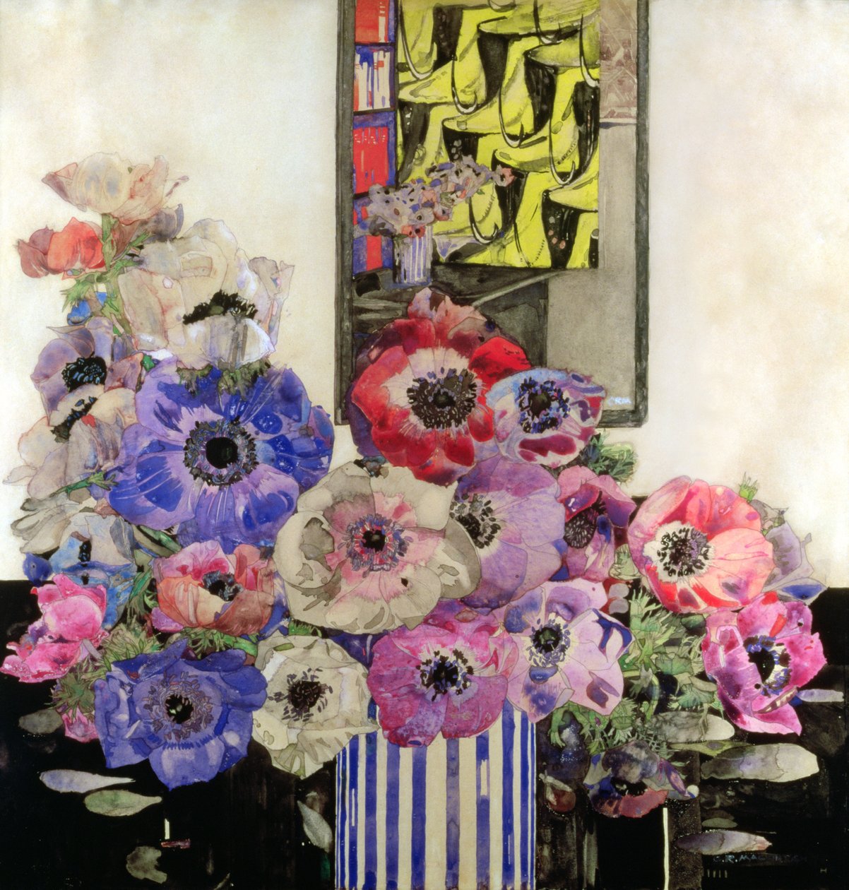 Anemonlar, c.1915-16 (kağıt üzerinde wc ve kurşun kalem) by Charles Rennie Mackintosh
