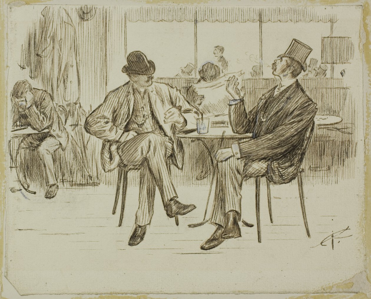 kafe sahnesi by Charles Samuel Keene