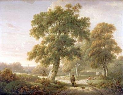 Ormanlık arazide bir kavşakta yolcular by Charles Towne