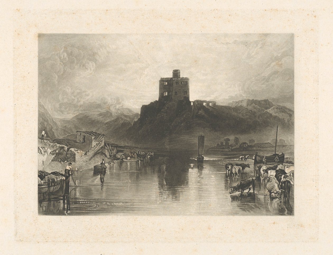 Tweed Nehri üzerindeki Norham Kalesi by Charles Turner