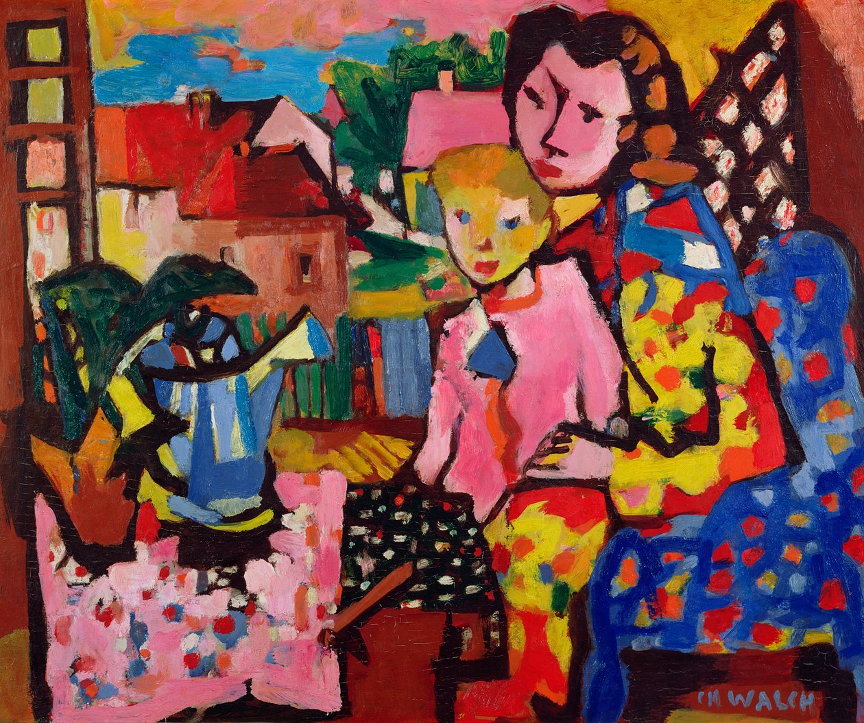 Anne ve Genç Oğlan (tuval üzerine yağlıboya) by Charles Walch