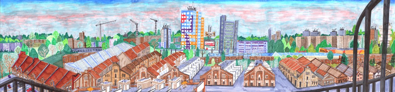 Storkower straße, 2017 (fırçalı kalemler by Charlotte Orr