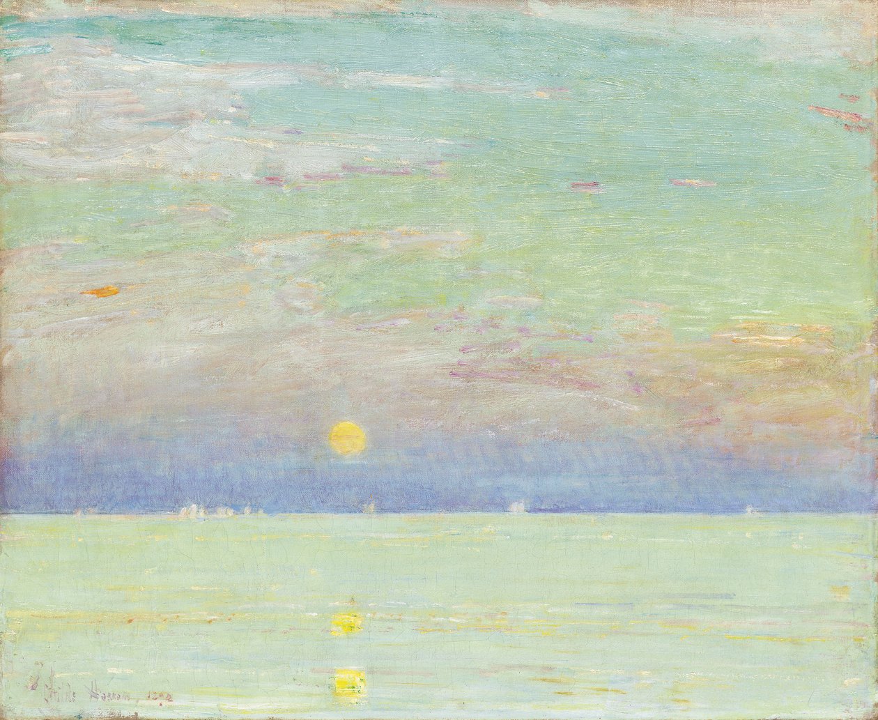 Gün Batımında Ayın Doğuşu, Cape Ann by Childe Frederick Hassam