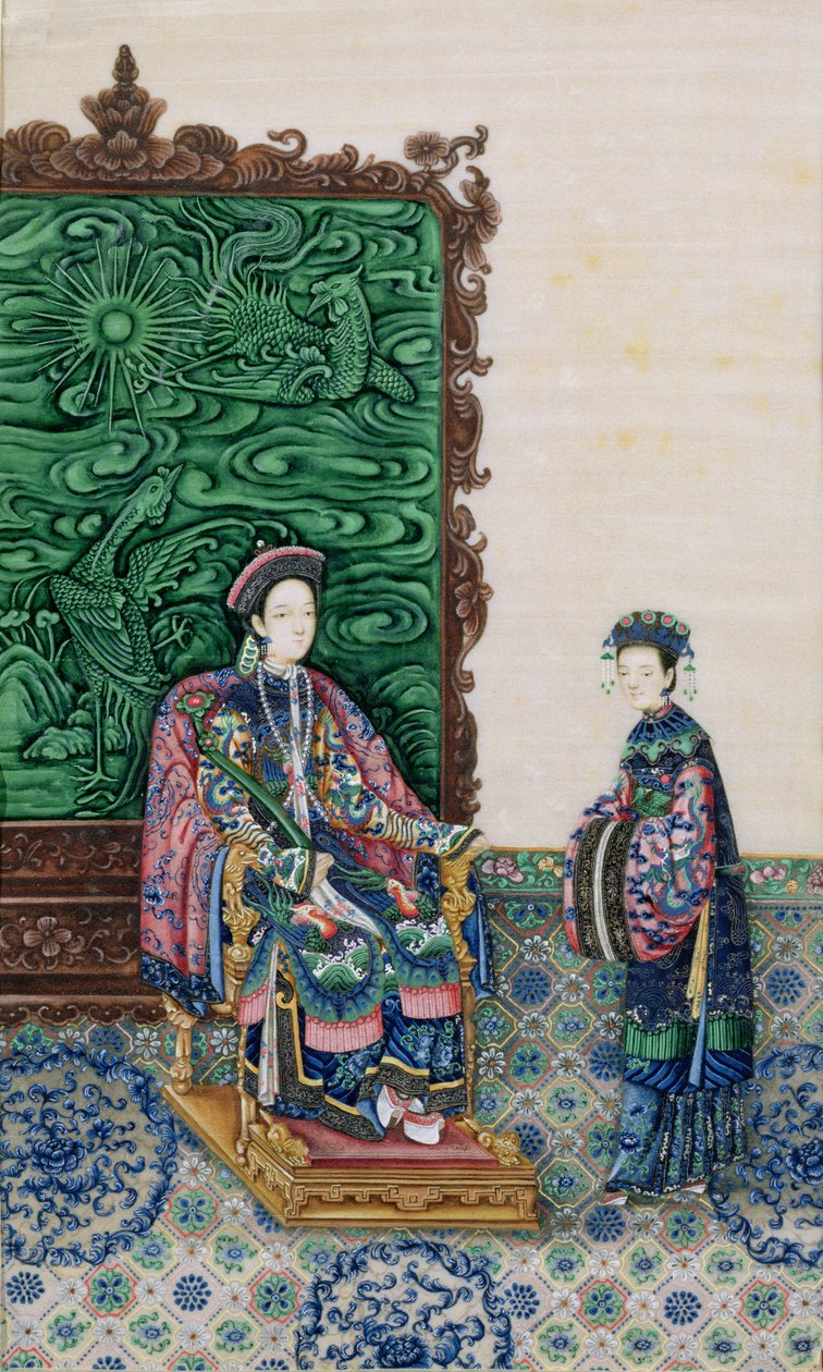 Bir Bayanla Oturan İmparatoriçe by Chinese School