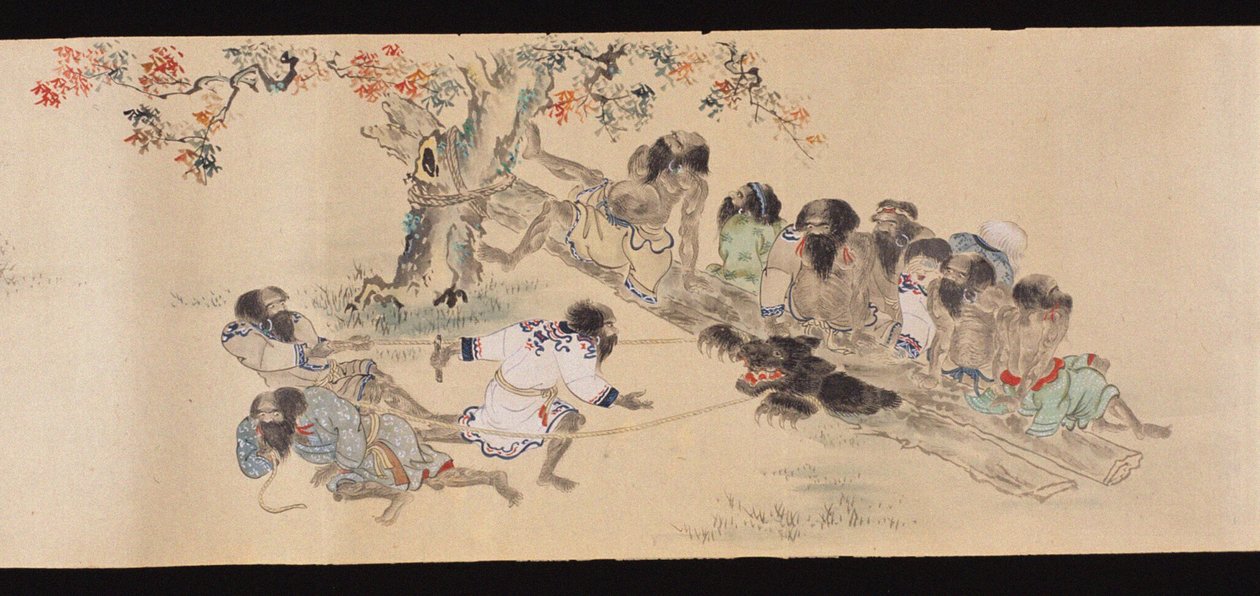 Ainu ayı avlarken, 1800-1829. by Chishima