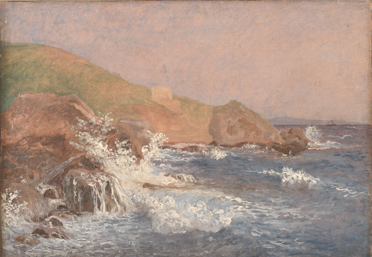 Kayalık Bir Sahilde Kaba Deniz, Capri by Christen Købke