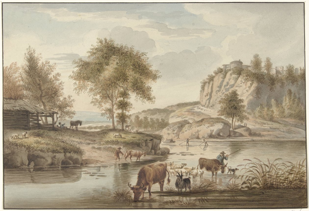 Sığırlarla nehir manzarası by Christiaan Josi