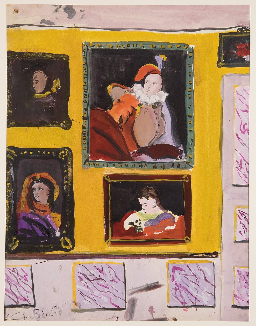 Kostümlü karakterler, 1935-45 dolayları (kağıt üzerine guaş) by Christian Bérard