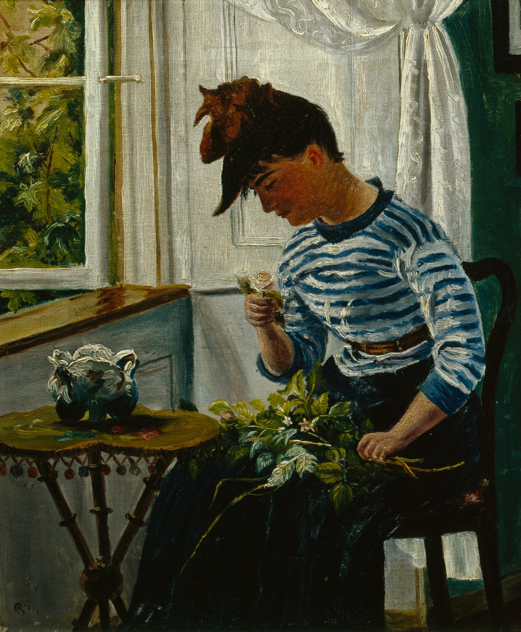 çiçekli kız by Christian Krohg