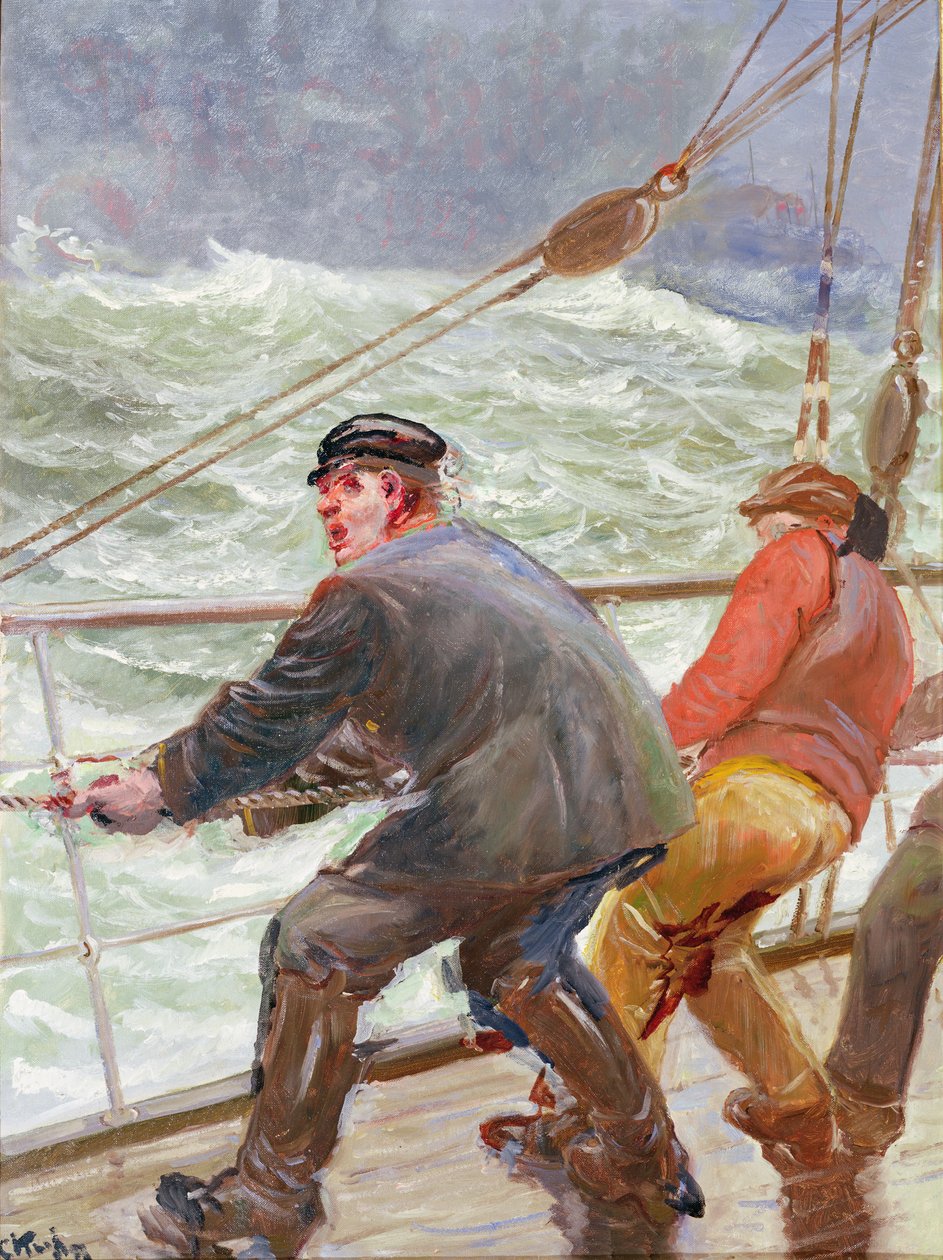 Rüzgara doğru çekme (tuval üzerine yağlı boya) by Christian Krohg