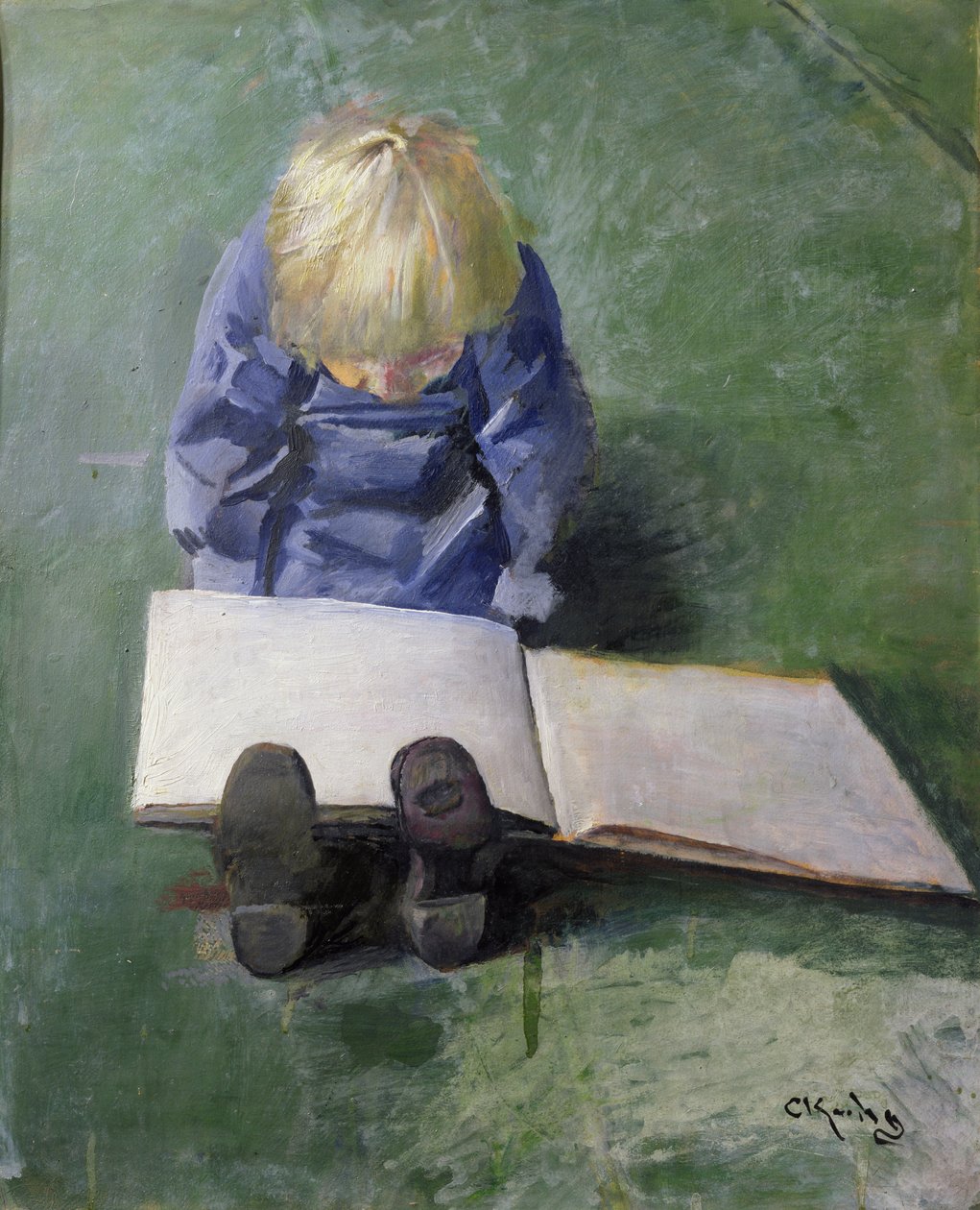 Küçük Ebbe okuma by Christian Krohg