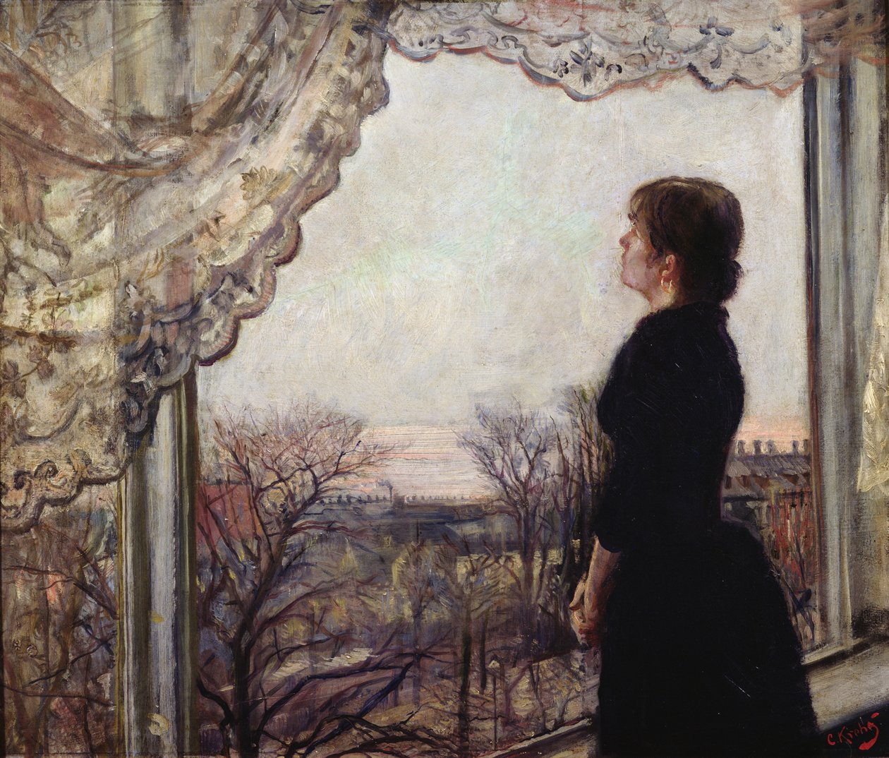 Pencerenin yanındaki Oda Krohg by Christian Krohg