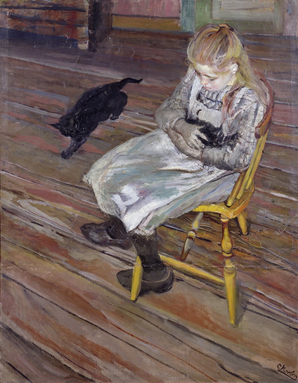Kedileri olan kız by Christian Krohg