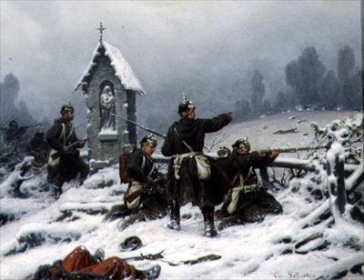 Bir Tapınak Tarafından Kış Çatışması, 1846 by Christian Sell