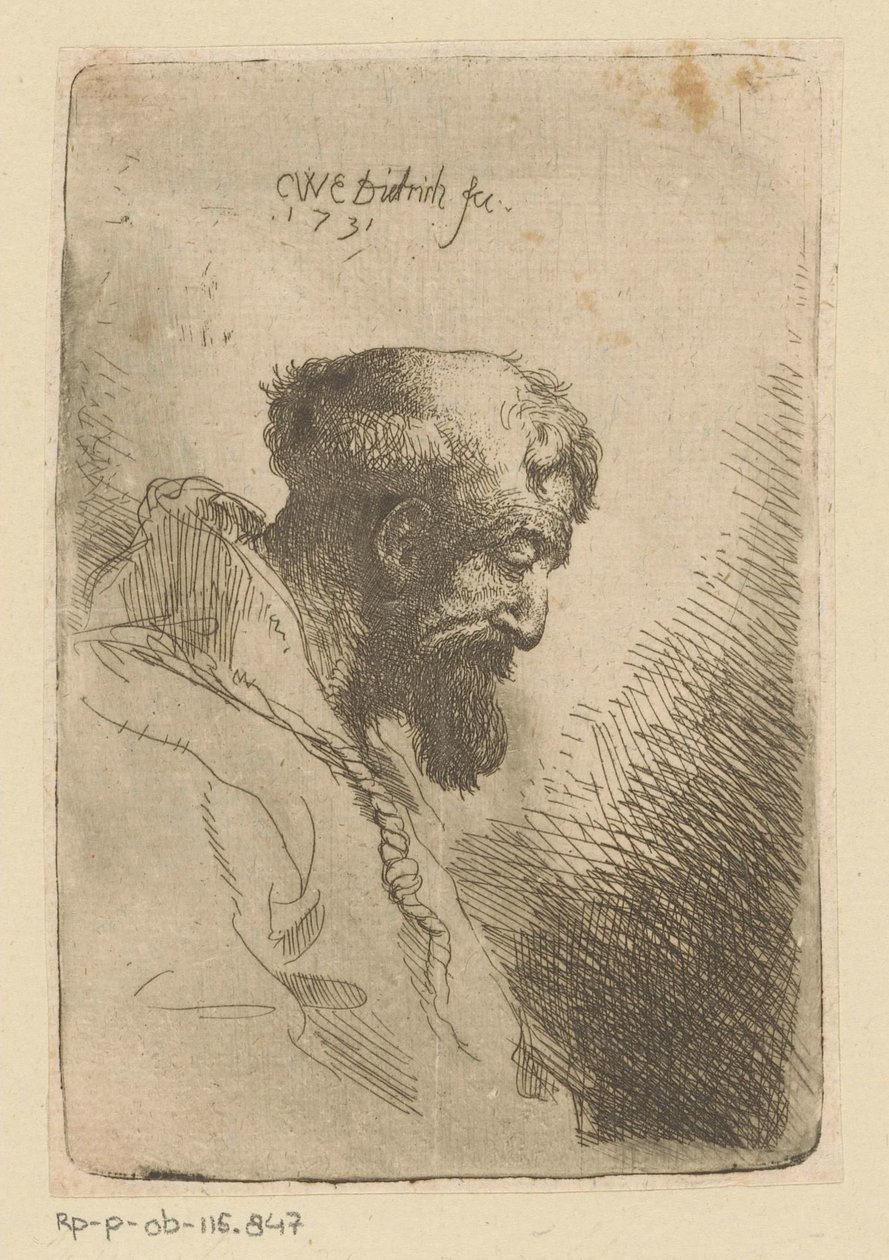 Fransisken aşağı bakıyor by Christian Wilhelm Ernst Dietrich