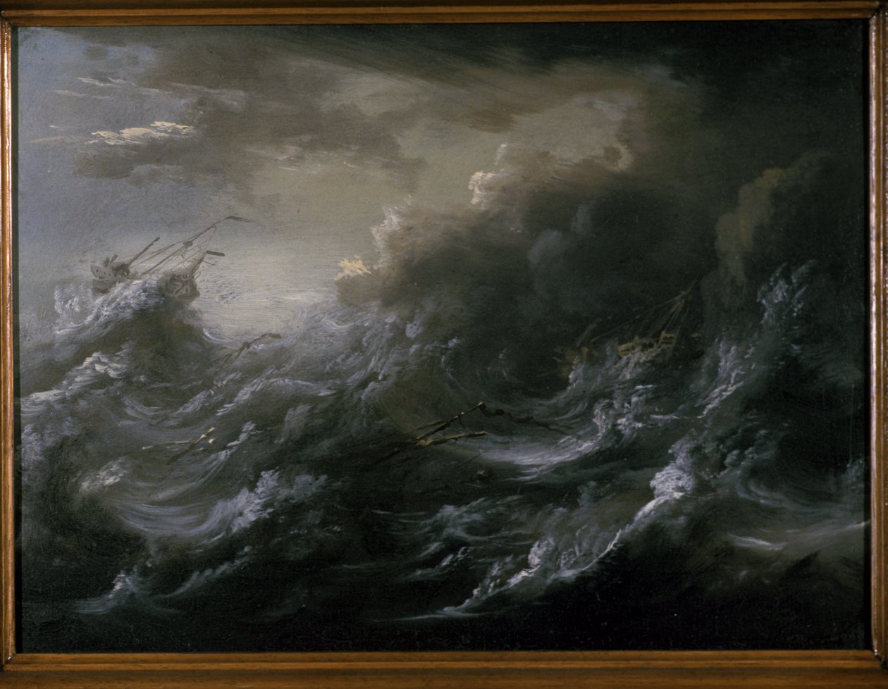 Deniz fırtınası ve gemi enkazı by Christian Wilhelm Ernst Dietrich