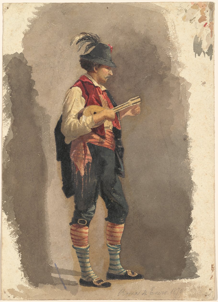 ayakta müzisyen by Circle of Mariano Fortuny Marsal