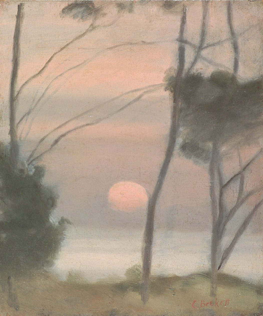 Ayın Doğuşu, Mentone (tahta üzerinde yağ) by Clarice Beckett