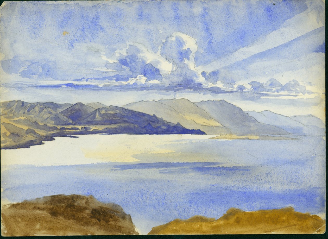 Dead Sea View looking South, 1875 (wc und pencil on paper) by Claude Conder