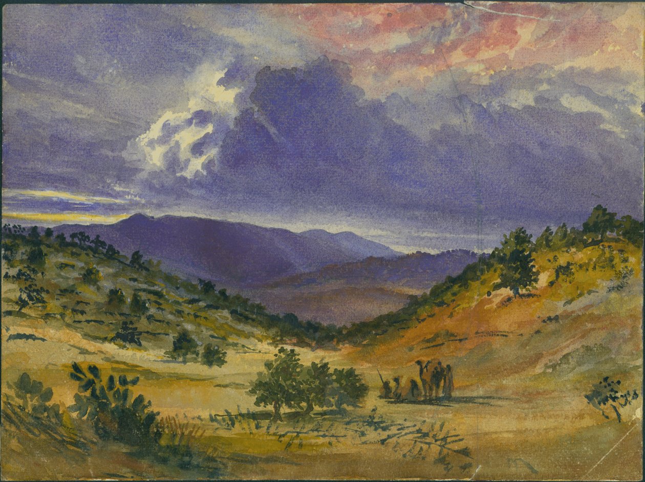 ಮೌಂಟ್ ಕಾರ್ಮೆಲ್, 1872 (ಕಾಗದದ ಮೇಲೆ wc ಮತ್ತು ಪೆನ್ಸಿಲ್) ಟರ್ಕಿ by Claude Conder