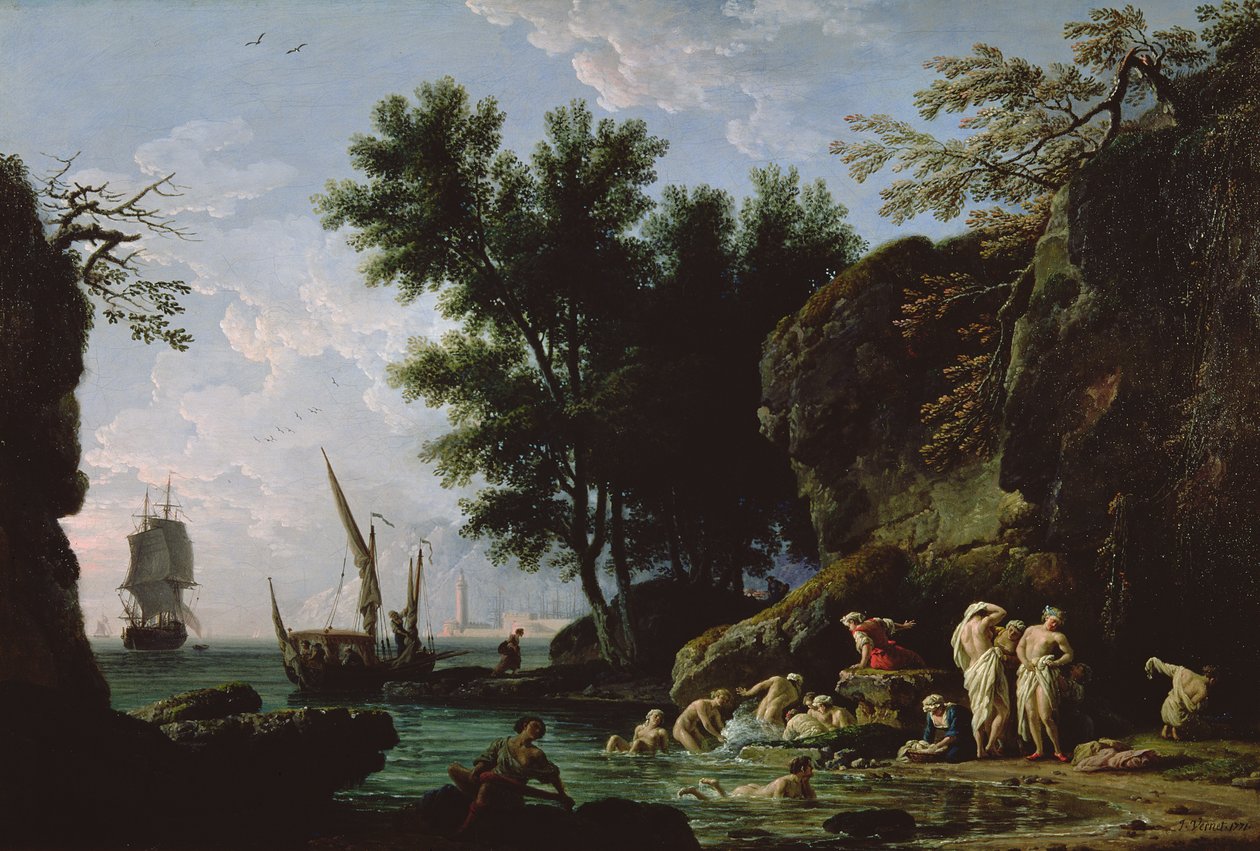 Sabahları banyo perileri by Claude Joseph Vernet