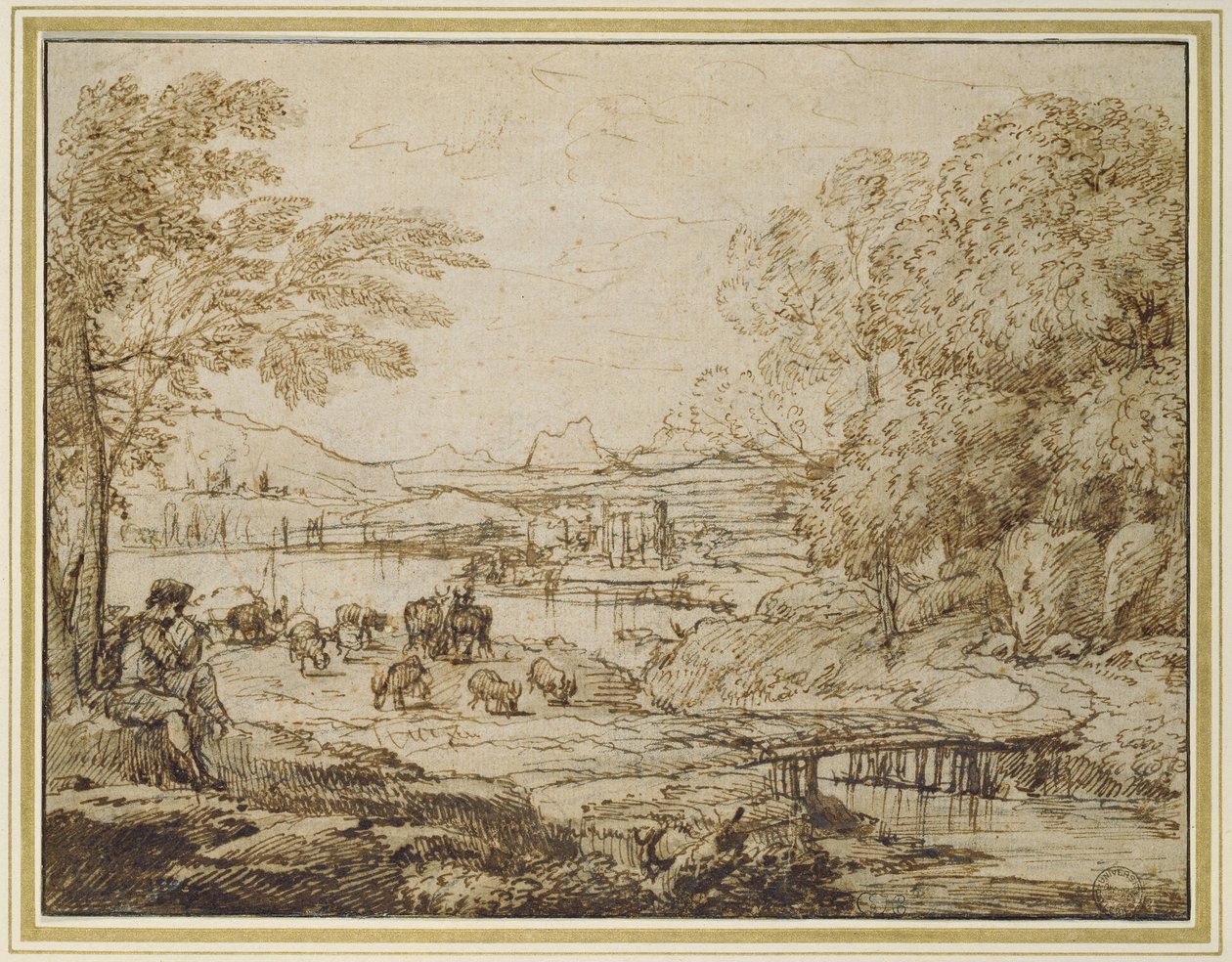 Pastoral bir Manzarada Pipo çalan gençlik, c.1640