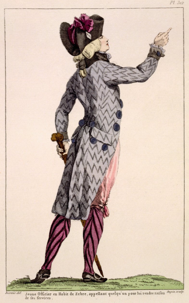 Zebra Mantolu Genç Subay, Dupin tarafından yapılan baskı, 1789 by Claude Louis Desrais