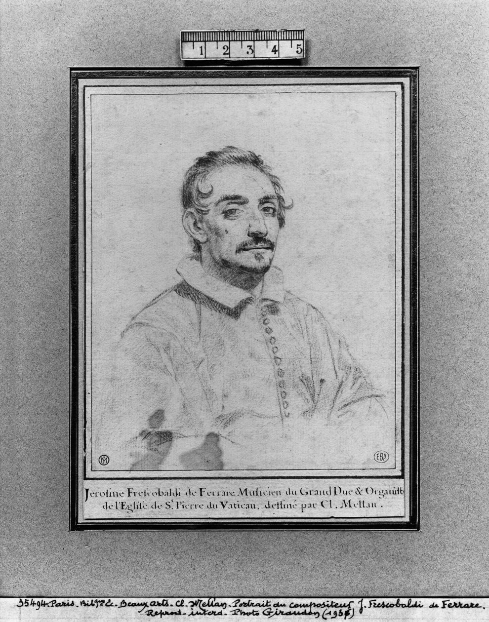 Girolamo Frescobaldi (kağıt üzerinde pierre noire) by Claude Mellan