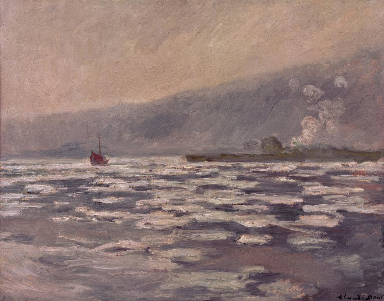 Port-Villez kilidinde buz kütleleri by Claude Monet