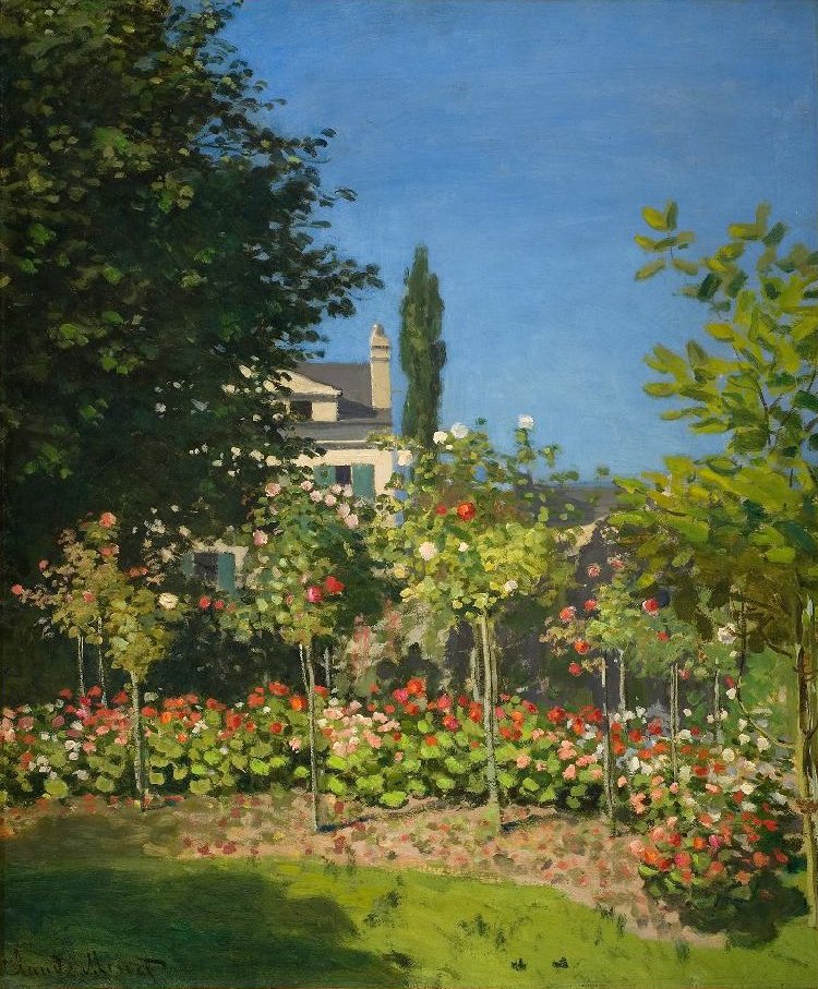 çiçek açan bahçe by Claude Monet