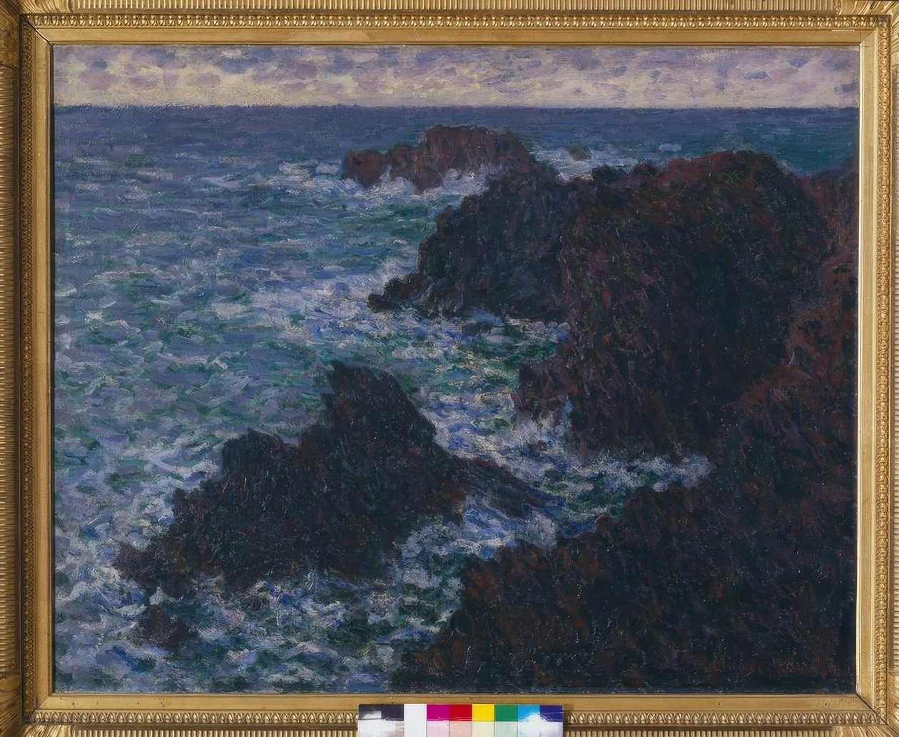 Belle-Ile kayaları; vahşi sahil by Claude Monet