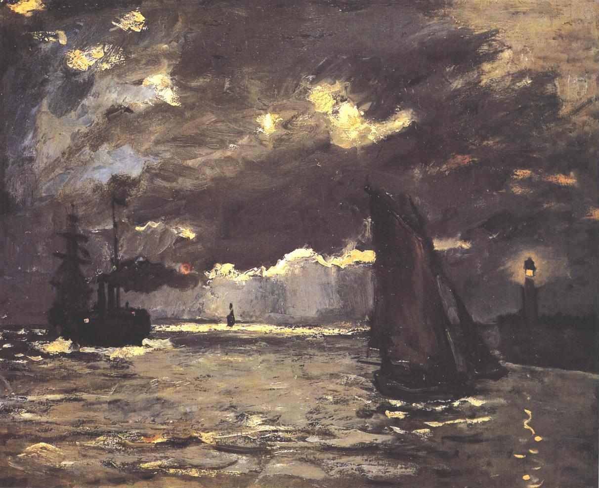 Deniz manzarası gece efekti by Claude Monet