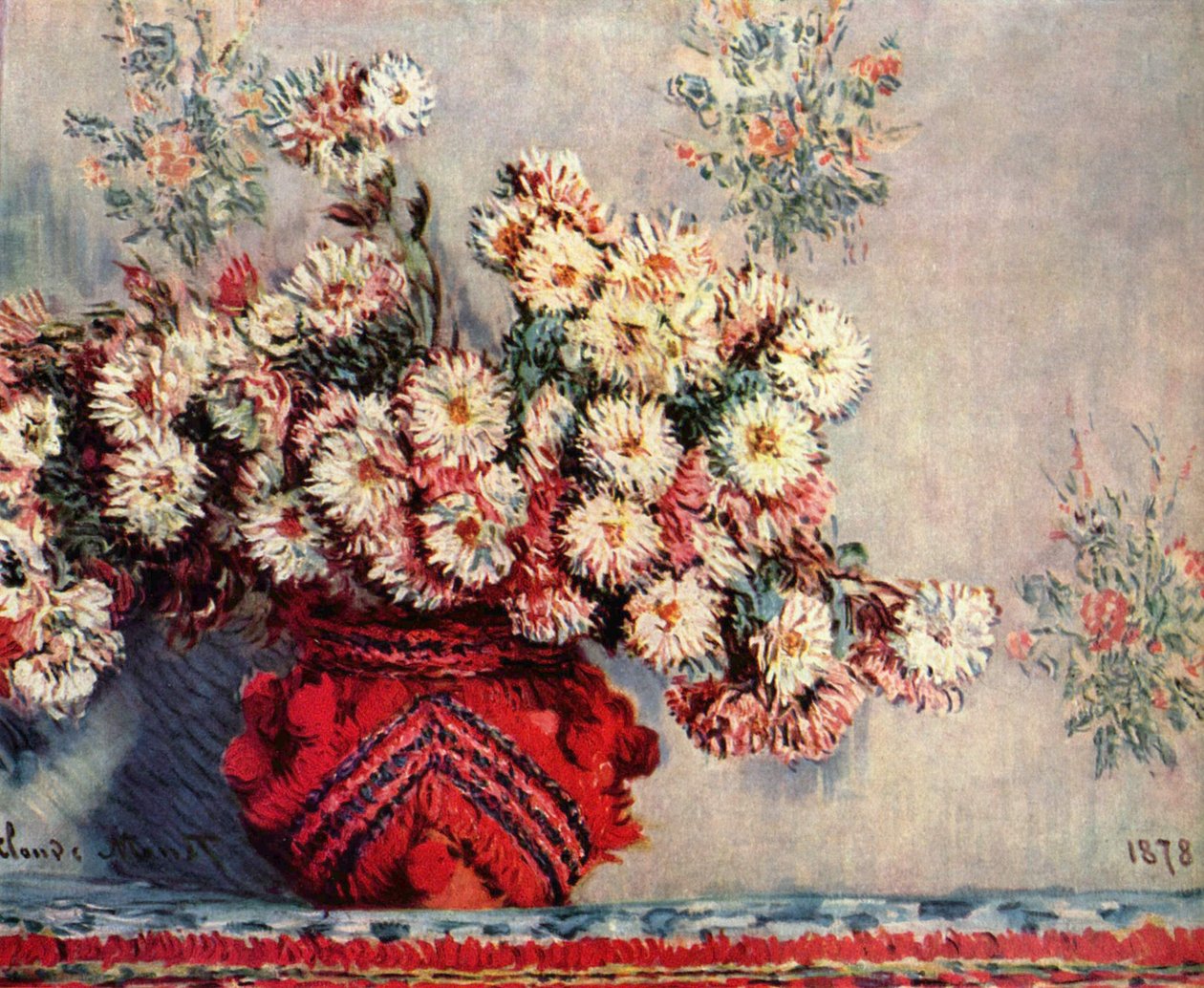 Krizantem ile natürmort by Claude Monet