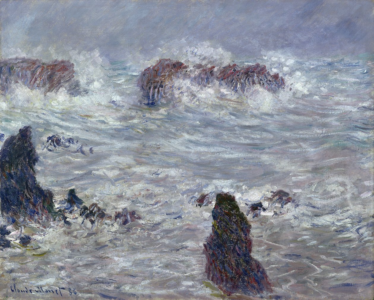 Fırtına, Belle-Ile Sahili açıklarında, 1886 by Claude Monet