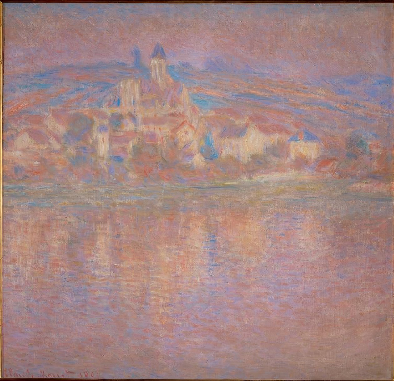 Vetheuil, batan güneş by Claude Monet