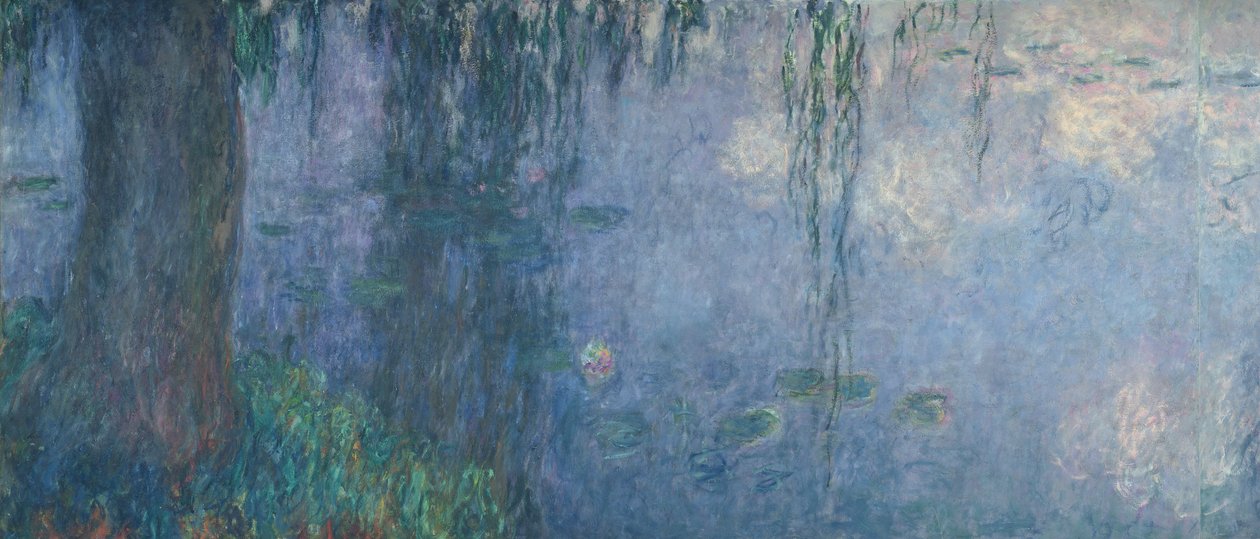 Nilüferler: Ağlayan Söğütlerle Sabah, sol bölümden detay, 1914-18 (ayrıca bkz. 71321-22). by Claude Monet