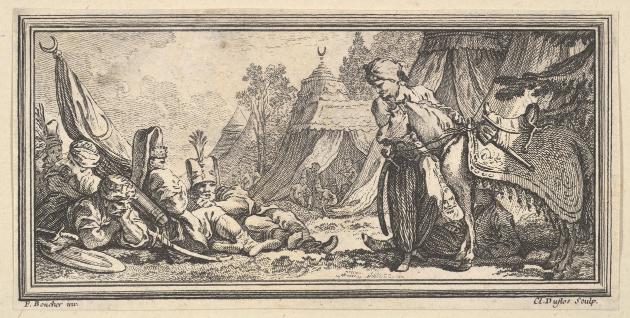 Dinlenen Türk Askerleri, 1746-47. by Claude Augustin Duflos