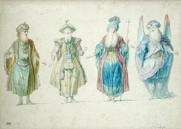 Tiyatro Karakterleri (kağıt üzerinde wc) by Claude Gillot