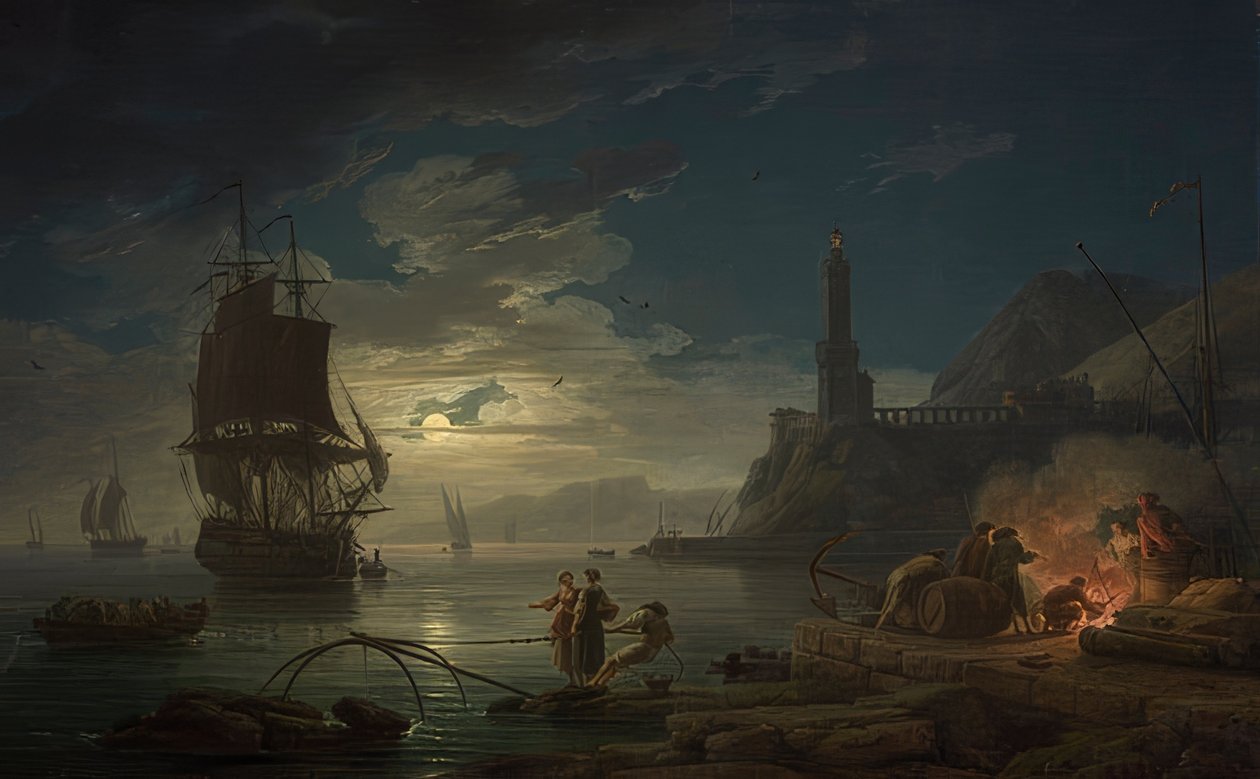 Ay ışığında sahil sahnesi. 1769 by Claude Joseph Vernet